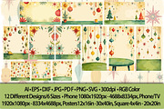 Retro Christmas Ornament-Backgrounds, a Seasonal Illustration by Blynn Pippen (Thumbnail 2 of 19)
