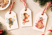Watercolor Christmas Fairy Cliparts, a Seasonal Illustration by Ink Gallery (Thumbnail 3 of 9)