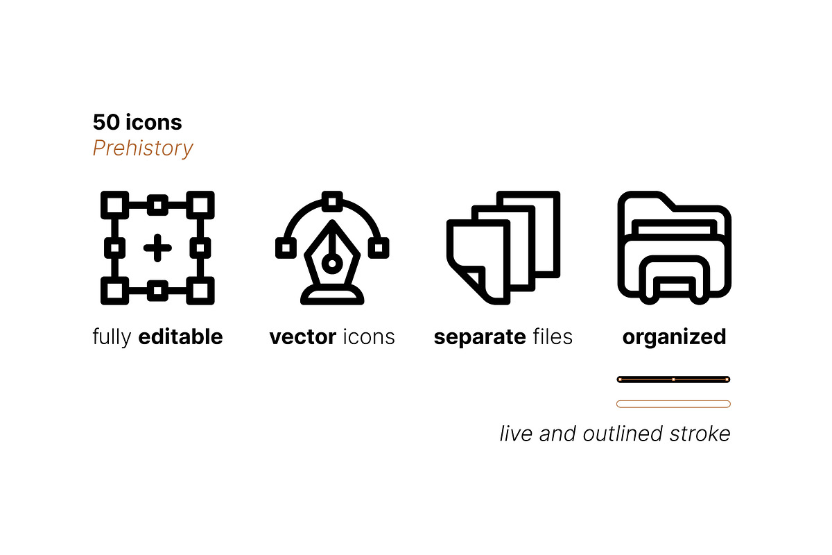 50 Prehistoy Icons, an Outline Icon by Side Project (Photo 4 of 8)