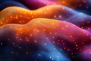 Colorful fabric texture with glowing, a Photo by Tanuart
