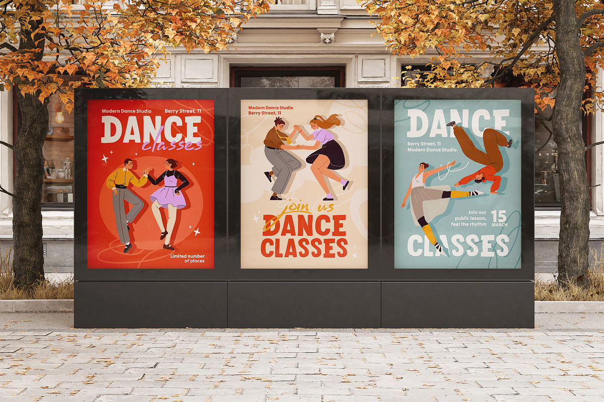 Dancing people. Dancers set, posters, a Person Illustration by PaperTrident (Photo 9 of 12)