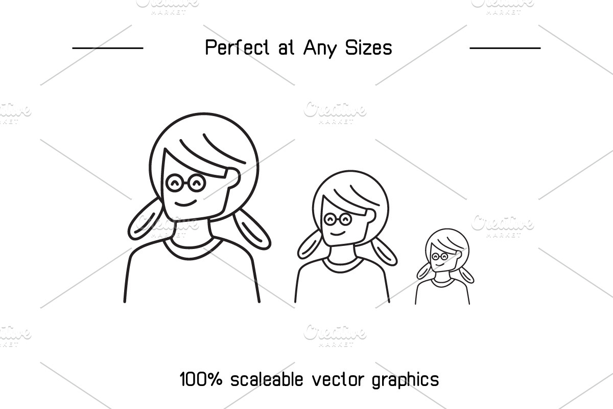 Bundle of Doodle Human Face Avatars, a Person Illustration by Designfour (Photo 7 of 7)