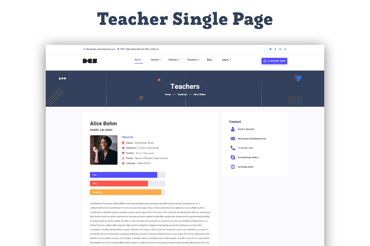 Dev Kindergarten Education Template, a Wireframe Template by litoondev (Photo 6 of 8)
