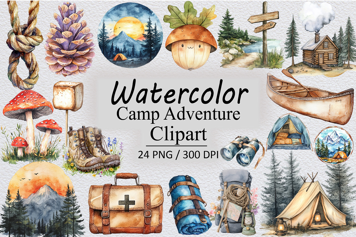 Camp Adventure Clipart, an Illustration by Design Market (Photo 1 of 3)