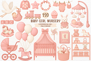 Newborn Baby Girl Nursery Clipart, an Object Illustration by SugarCloudStudioArt (Thumbnail 1 of 7)