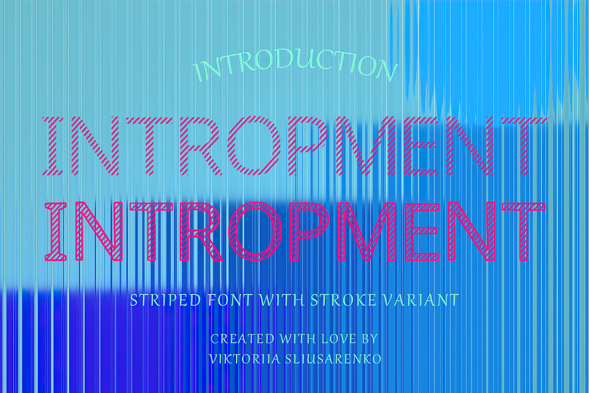 INTROPMENT - pair of striped font, a Sans Serif Font by CHIMERA (Photo 1 of 11)