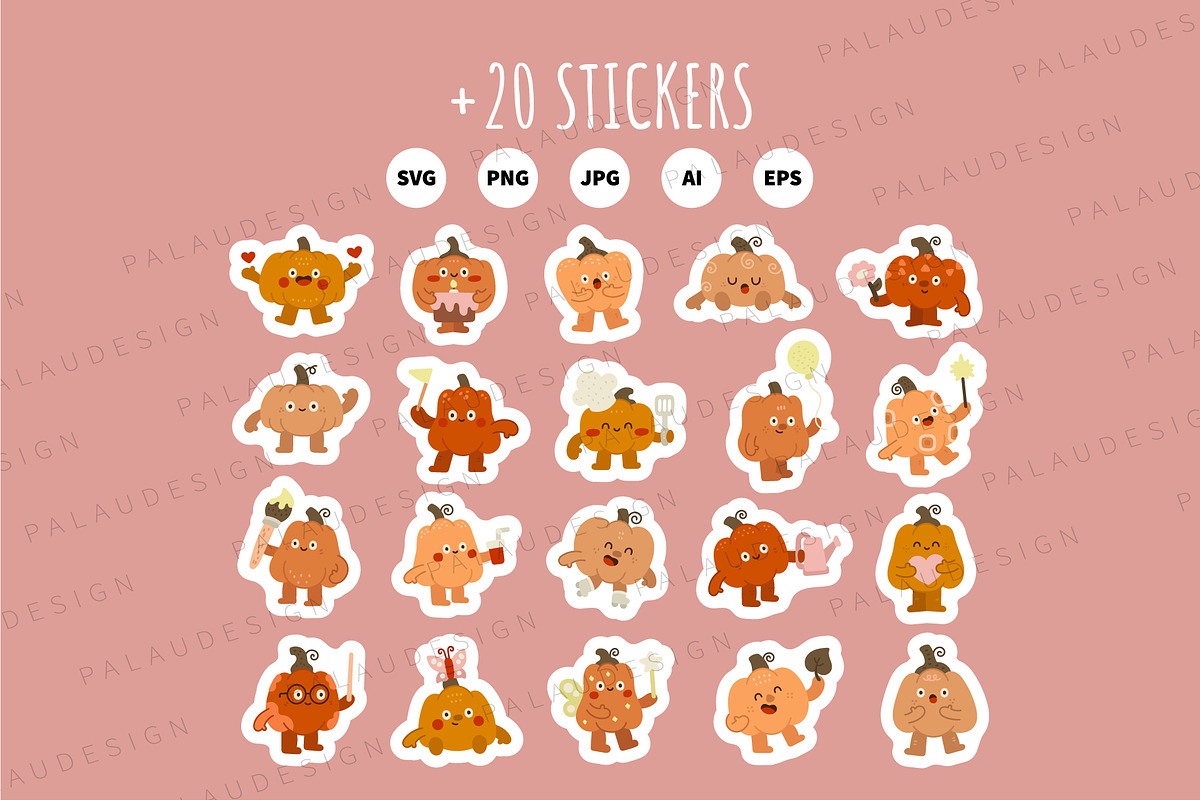 Pumpkin Halloween Clipart Set, a Seasonal Illustration by Palau (Photo 10 of 10)