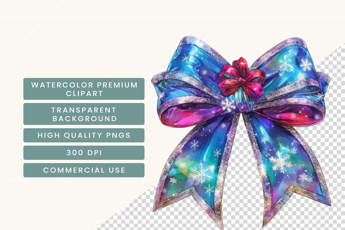 Watercolor Christmas Bow Clipart, a Decorative Illustration by BusyDaydesign (Photo 6 of 9)
