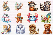 Watercolor Cute Animals Clipart, an Illustration by CreationArt (Thumbnail 2 of 5)