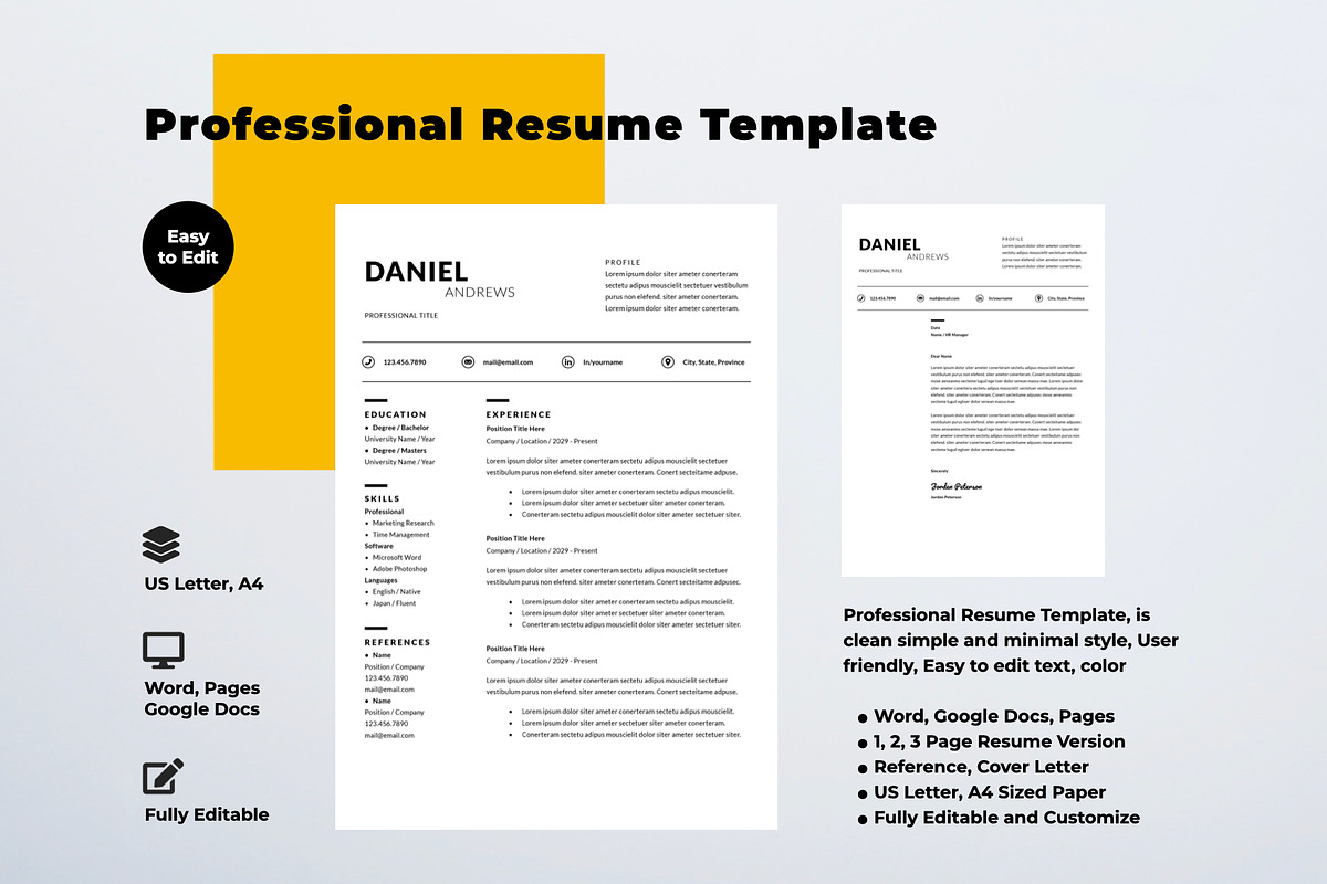 Professional Resume Template, a Resume Template by KHIDD (Photo 1 of 5)