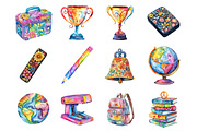 Groovy School Clipart, a Graphic by CitraGraphics (Thumbnail 2 of 4)