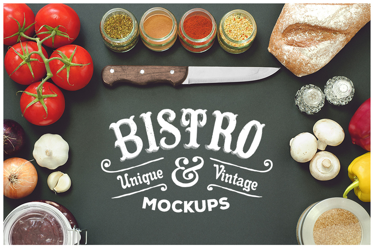 5 Bistro Mockups Pack, a Mockup by Victor Barac (Photo 1 of 5)