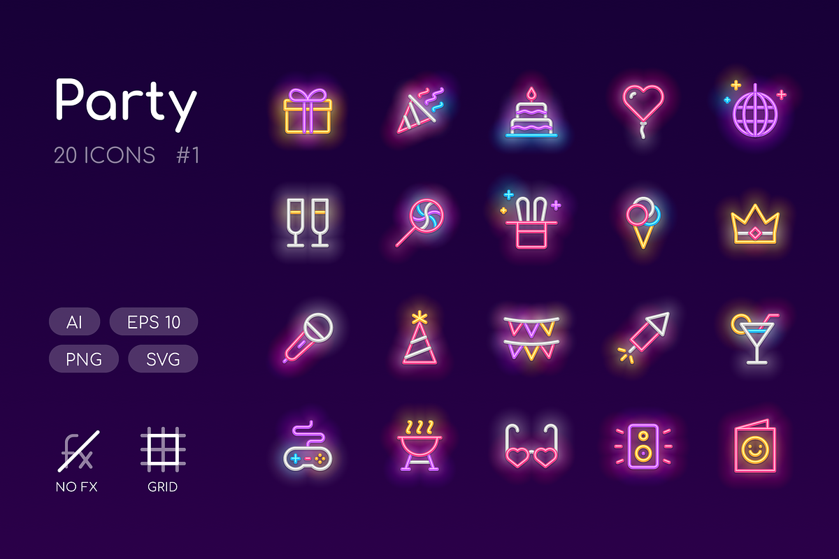 Party - Neon Icons, an Icon by RudenkoArts