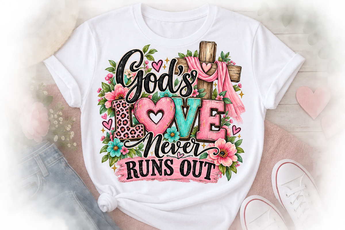 God’s Love Never Fails Christian PNG, a Seasonal Illustration by Watercolor design (Photo 3 of 3)