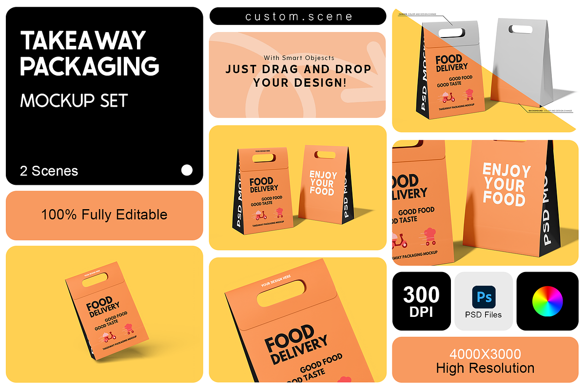 Takeaway Packaging Mockup Set, a Packaging Mockup by Custom.scene (Photo 1 of 6)