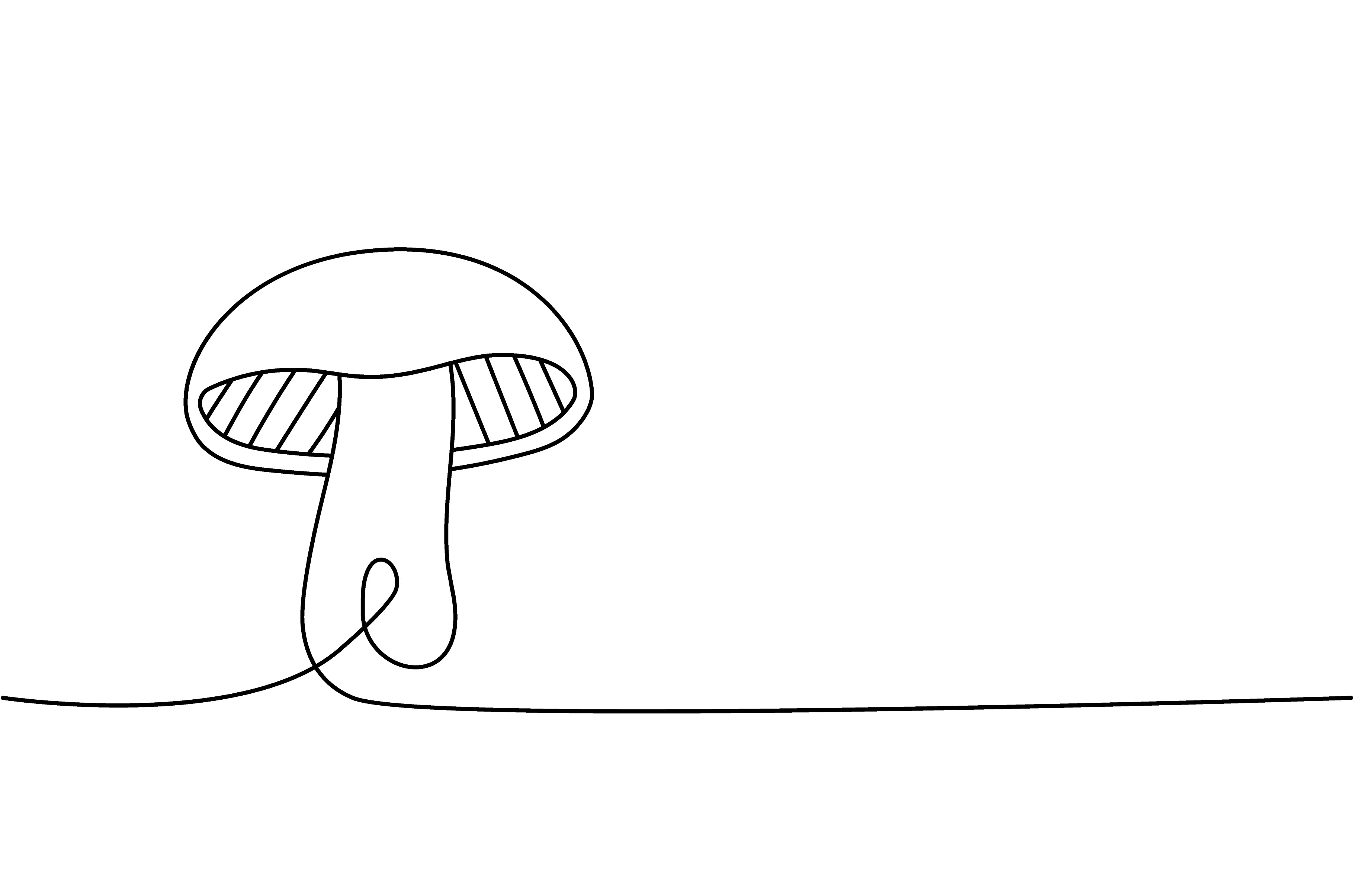 Mushroom one line continuous drawing | Food Illustrations ~ Creative Market