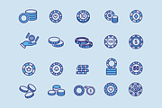 20 Casino Chips Icons, an Outline Icon by Creative VIP (Thumbnail 2 of 5)