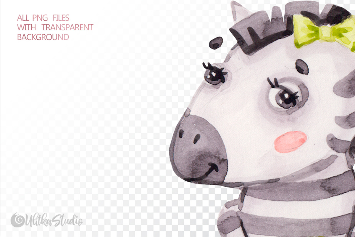 Watercolor nursery cute Zebra friend, an Animal Illustration by UlitkaStudio (Photo 10 of 11)