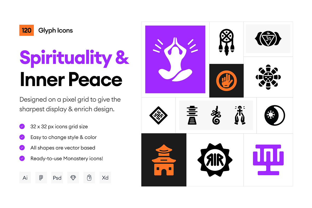 Spirituality and Inner Peace Icons, a Solid Icon by Prosymbols (Photo 1 of 6)