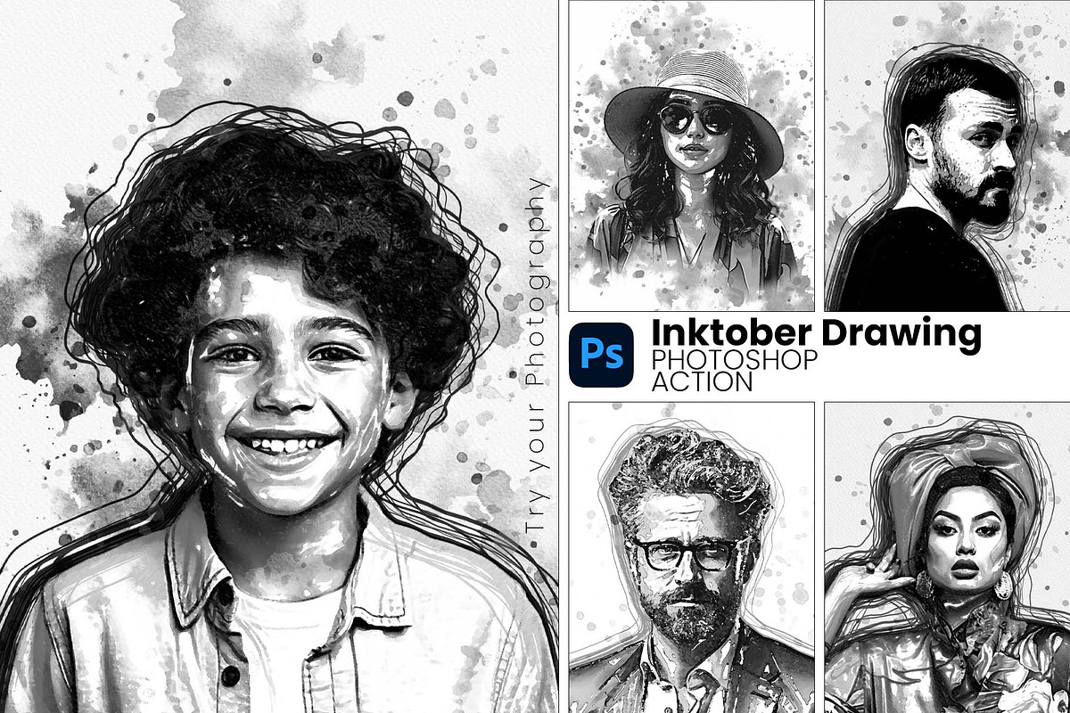 Inktober Drawing Photoshop Action, an Action Add-On by MRI STUDIO (Photo 1 of 15)