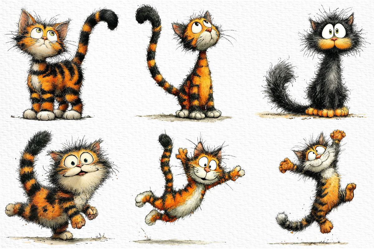 Whimsical Funny Cat PNG Bundle, a Seasonal Illustration by Craft Nest (Photo 3 of 6)