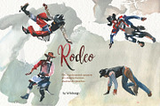 Rodeo Cowboys Watercolor Clipart, a Person Illustration by whiteheartdesign (Thumbnail 8 of 11)