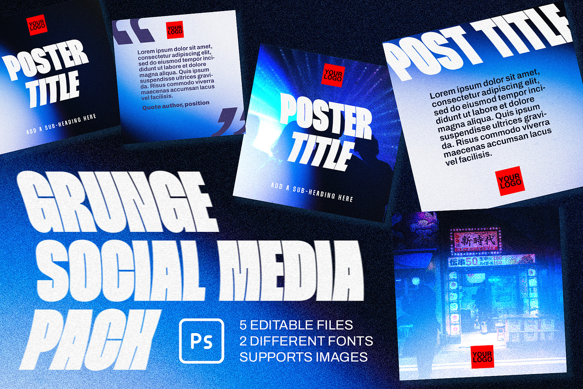 Grunge Template Kit, a Social Media Template by RGB.Shop (Photo 1 of 6)