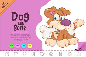 Cartoon Dog with Bone. Clipart., an Animal Illustration by KENO Mascots