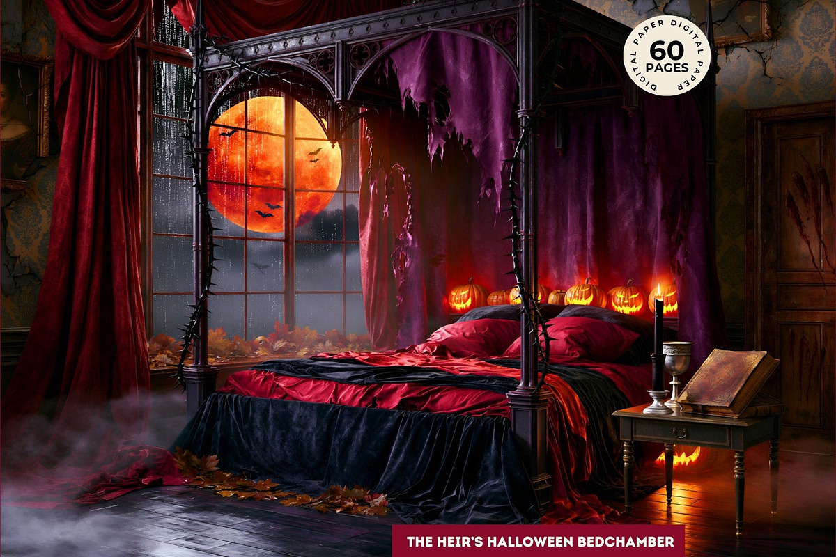 Hallowmere Halloween Backgrounds, a Seasonal Illustration by ThatsDesignArt (Photo 4 of 16)