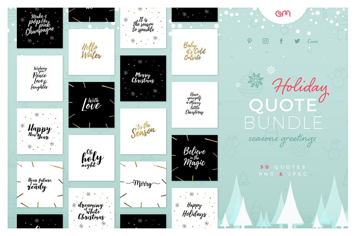 Holiday Quote Bundle, a Social Media Template by AM Studio (Photo 1 of 9)