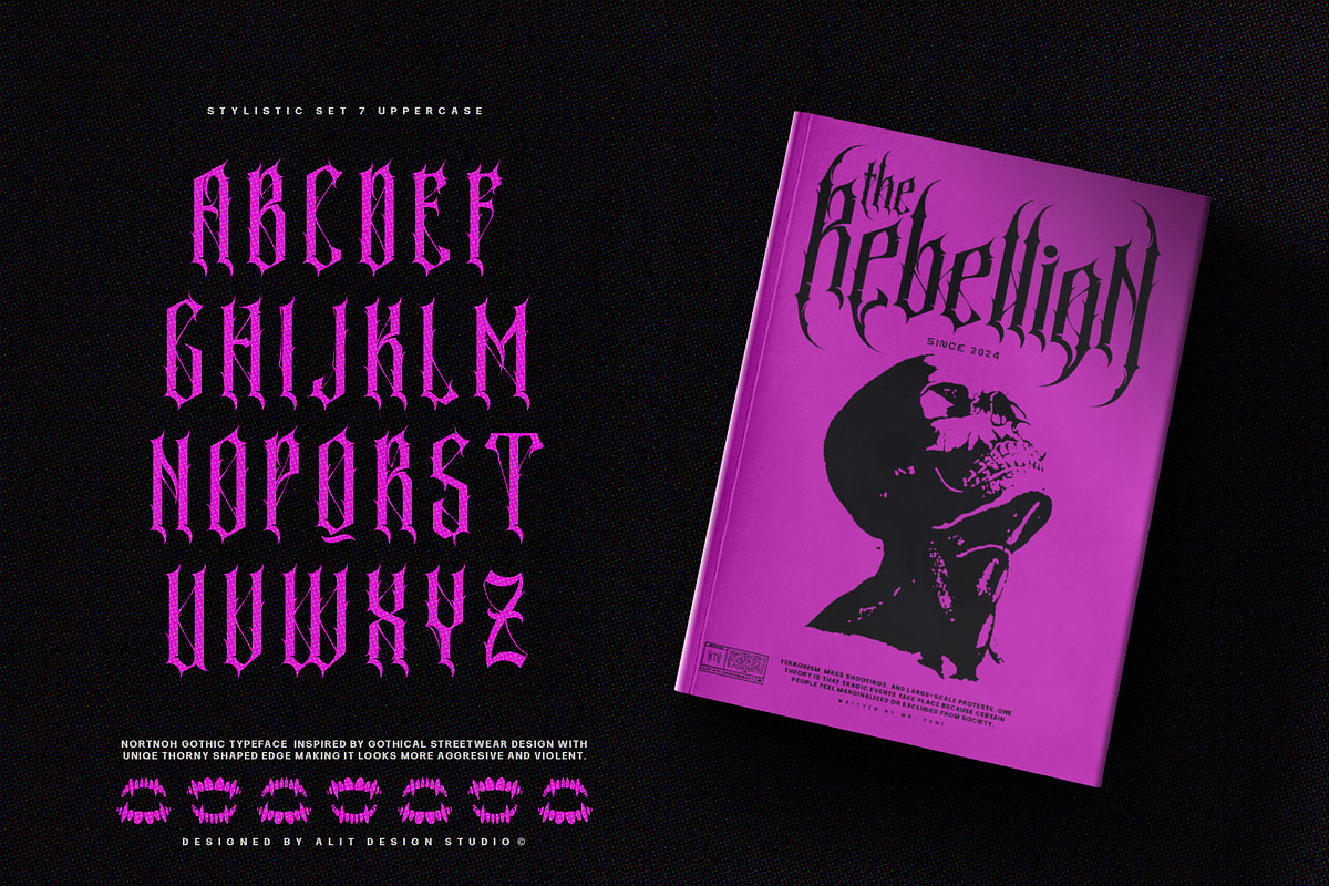 Nortnoh Metal Modern Typeface, a Blackletter Font by alit design (Photo 17 of 20)