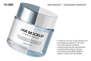 Clear Glass Cosmetic Jar Mockups Set