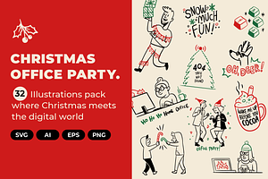 Christmas office party illustrations