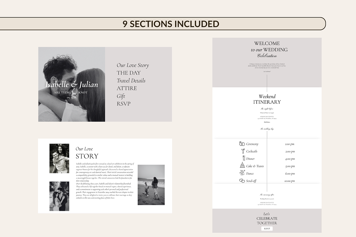 Classic Wedding Website Canva, a Landing Page Template by Preset Pixels (Photo 6 of 9)