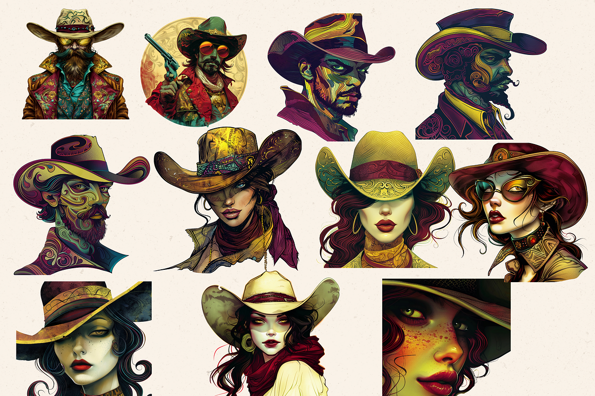SURREAL WILD WEST FANTASIES CLIPART, a Person Illustration by Daring Digies (Photo 3 of 10)