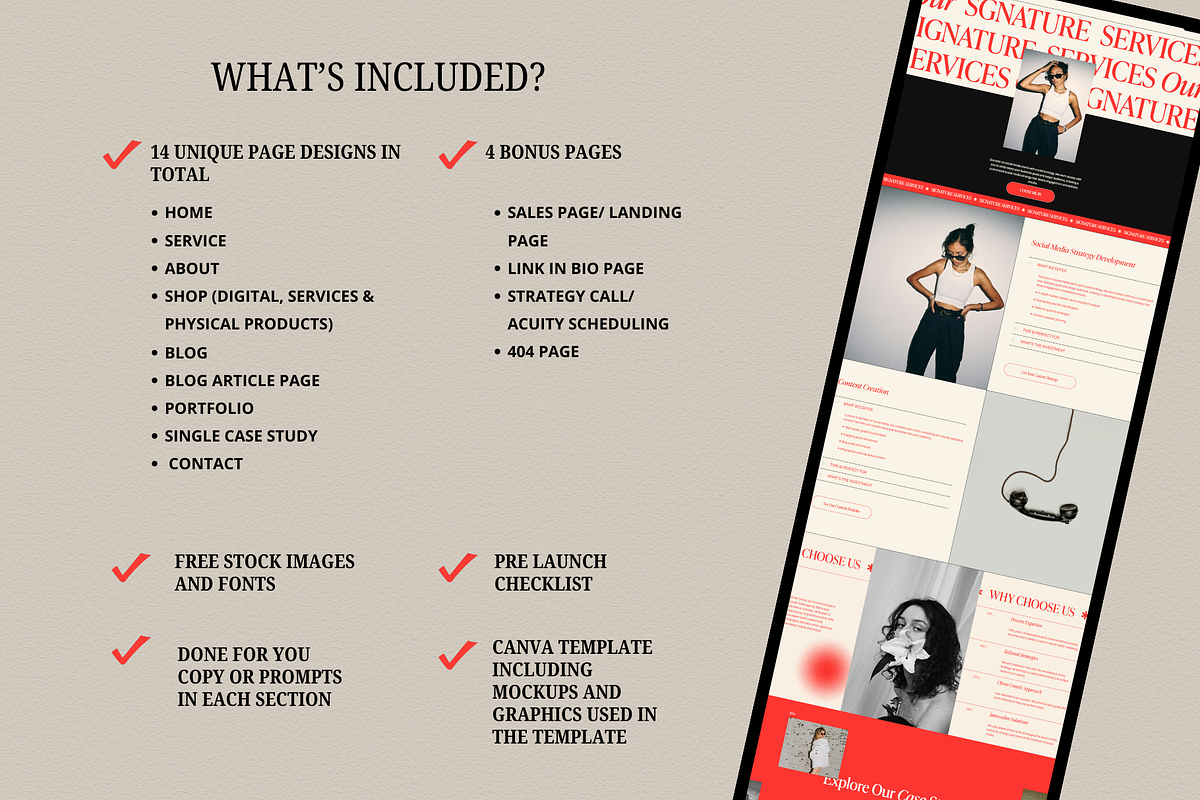 Red Squarespace website template, a Squarespace Template by Row Creative (Photo 4 of 10)