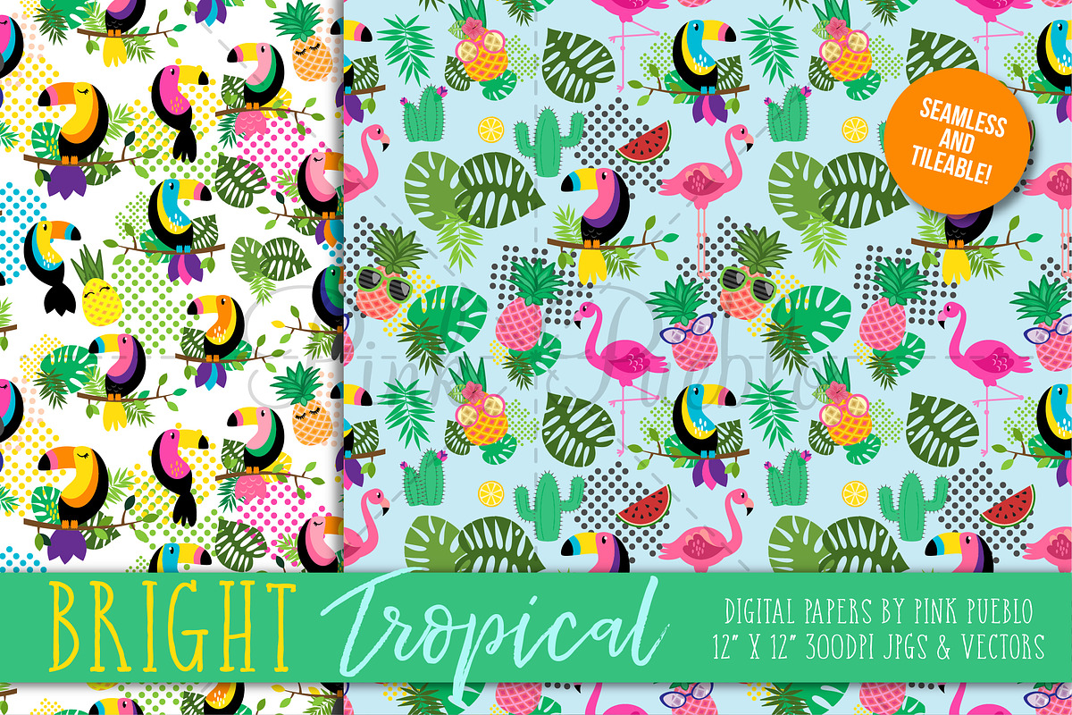 Tropical Patterns and Digital Papers, a Pattern Graphic by PinkPueblo (Photo 2 of 3)