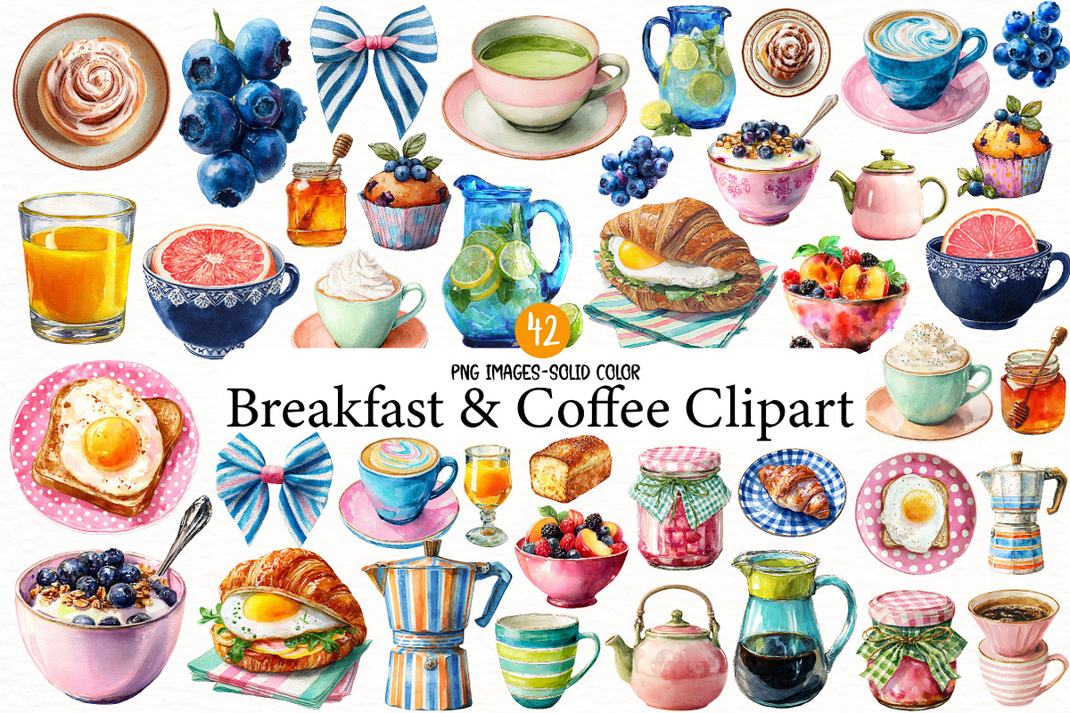 Breakfast & Coffee Clipart, an Illustration by Designworld (Photo 1 of 6)