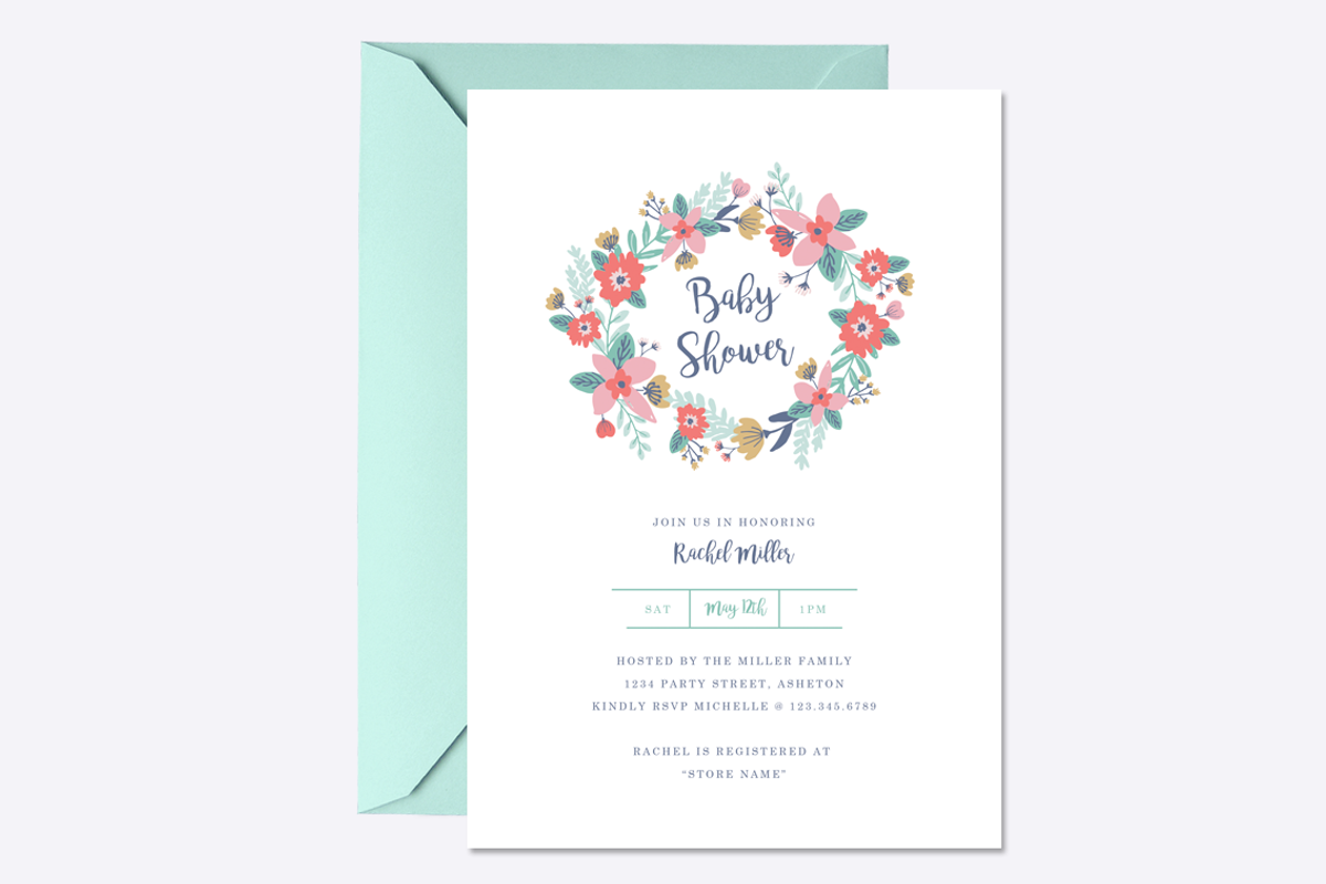 Garden Wreath Baby Shower Invite, an Invitation Template by origamiprints (Photo 1 of 2)