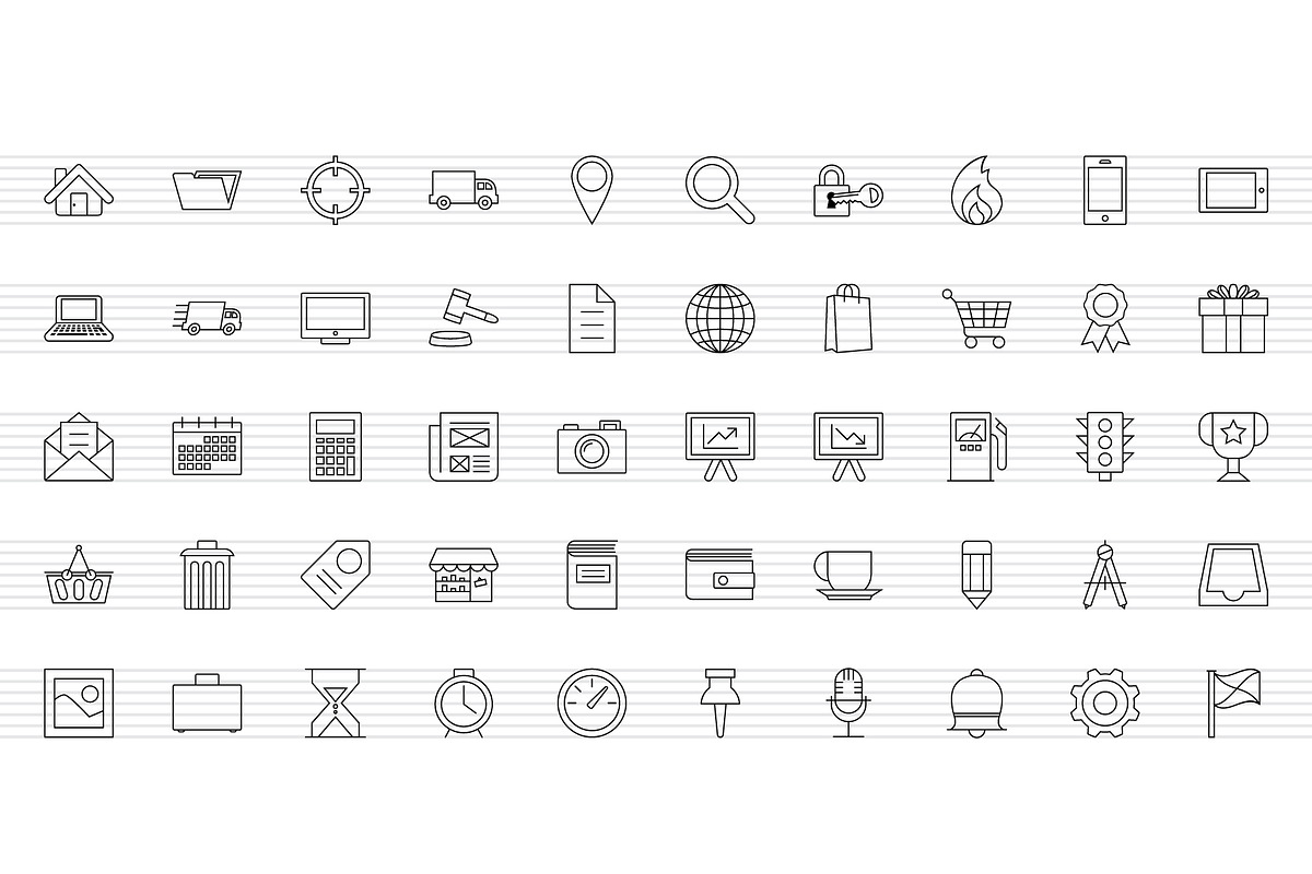 150 Thin Line Icons, an Outline Icon by doghead (Photo 4 of 4)