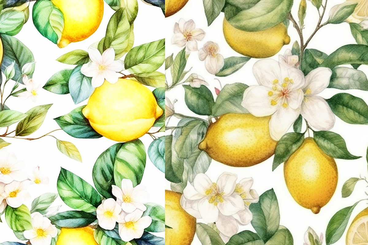 Watercolor Lemon Digital Papers, a Pattern Graphic by BonaDesigns (Photo 4 of 5)