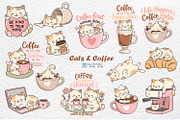 Cats & Coffee Stickers Clipart, a Food Illustration by Watercolor dreams (Thumbnail 1 of 4)