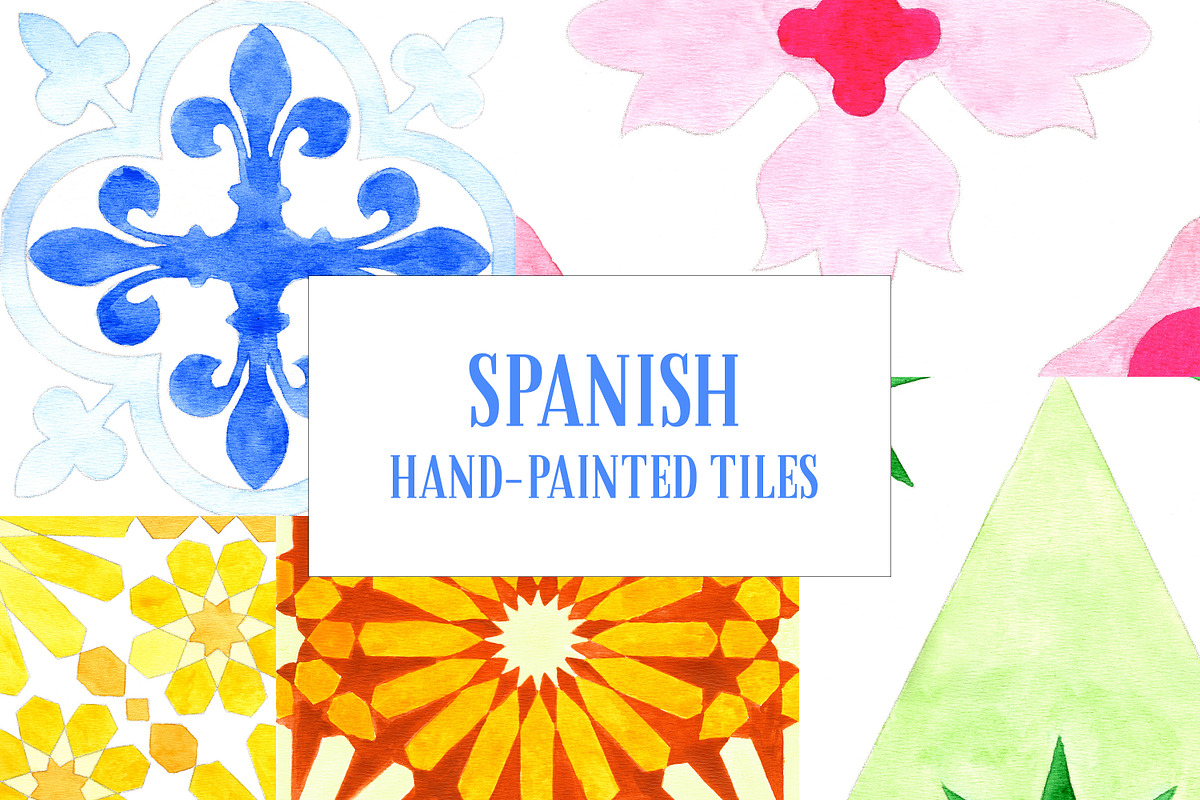 Spanish Hand-Painted Azulejo Tiles, a Pattern Graphic by La Caleya patterns (Photo 1 of 7)
