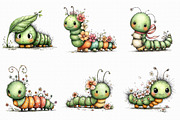 Whimsical Spring Caterpillar Clipart, an Illustration by Libby Wishes (Thumbnail 2 of 8)