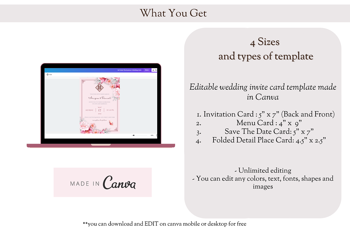 Asian Floral Wedding Invite - B5A, an Invitation Template by YeeqsWedding (Photo 2 of 8)