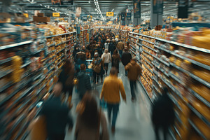 Busy Supermarket Shoppers Motion Blu, a Photo by Pixeness Studio