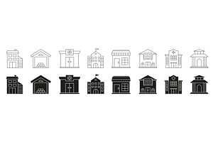 Various Building Types Icons, an Object Illustration by Gentle Studio