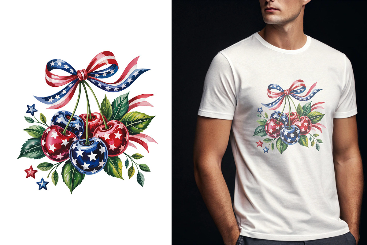 Patriotic Cherry 4th July Art Print, an Object Illustration by Unique Design Team (Photo 4 of 4)