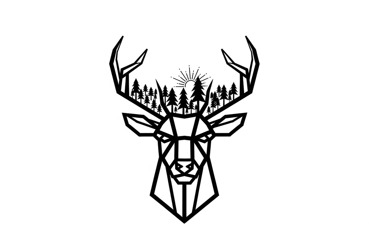Artistic Geometric Deer Head Bundle, an Illustration by yasushie (Photo 11 of 31)