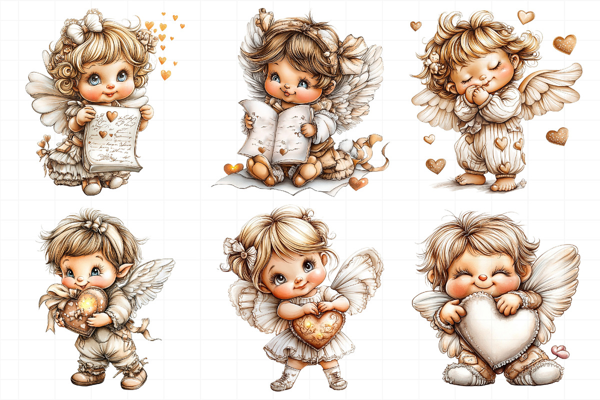 Whimsical Cupid With Hearts Clipart, an Illustration by Daily.Designs (Photo 3 of 8)